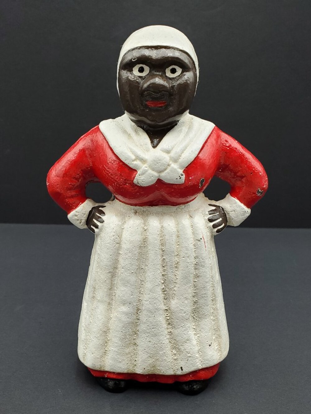 African American Woman 7.5" Cast Iron Coin Bank Metal Americana Maid Figure